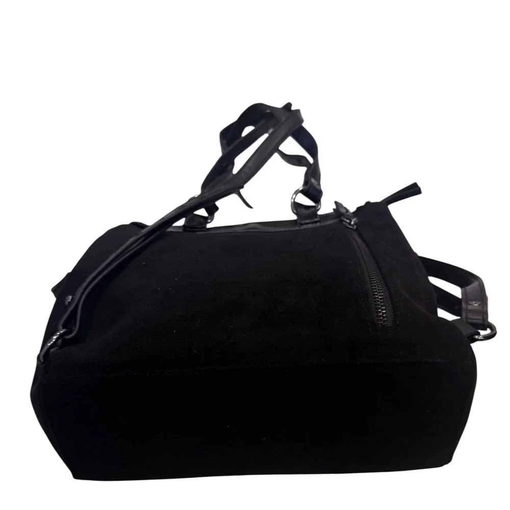 Bearpaw Sherpa Faux Shearling PVC Backpack Black Cream BWBBPW0001 NWT‎ 9.5x11x3